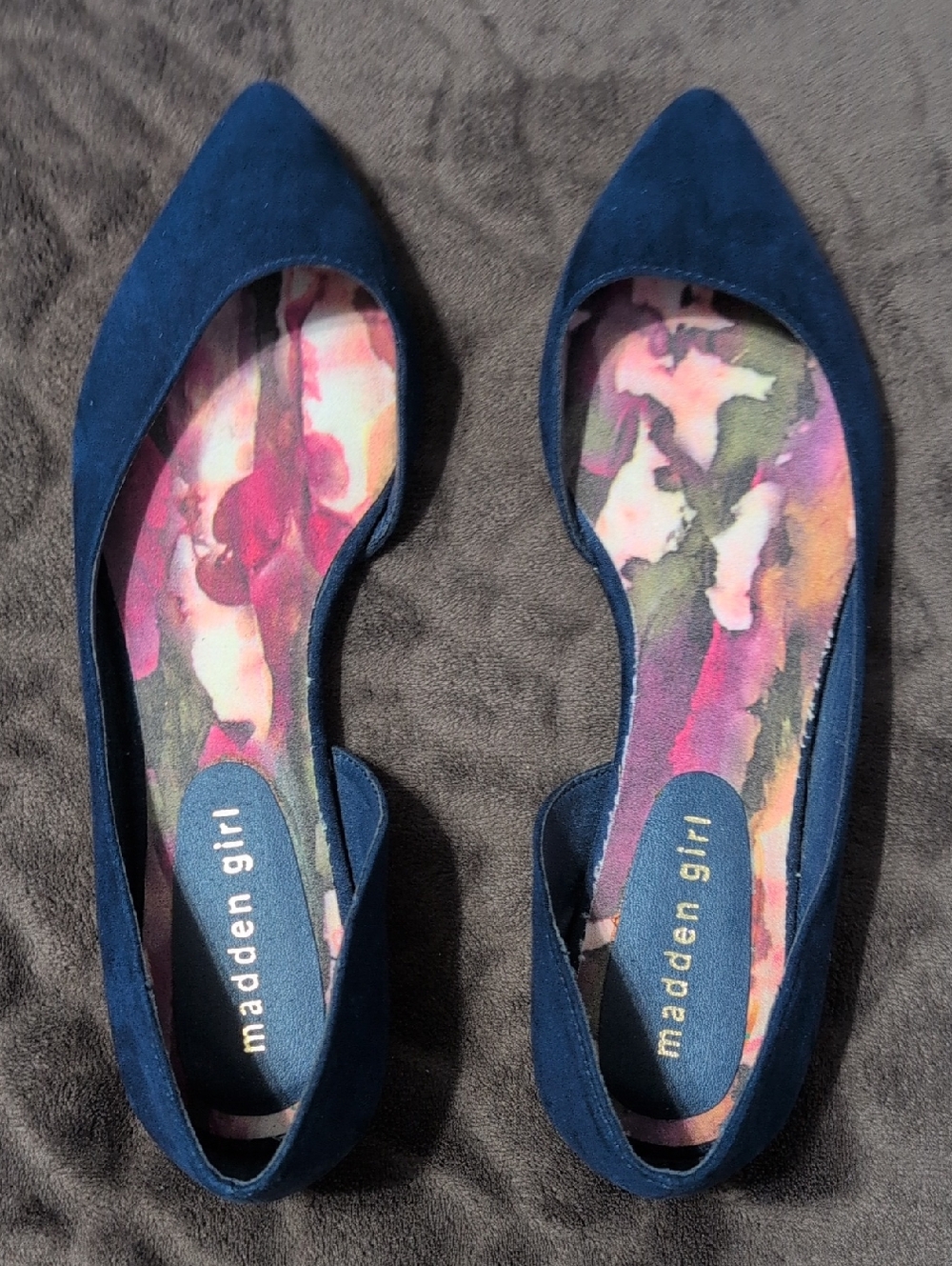Madden Girl Women's Blue Suede Pointed-Toe Flats